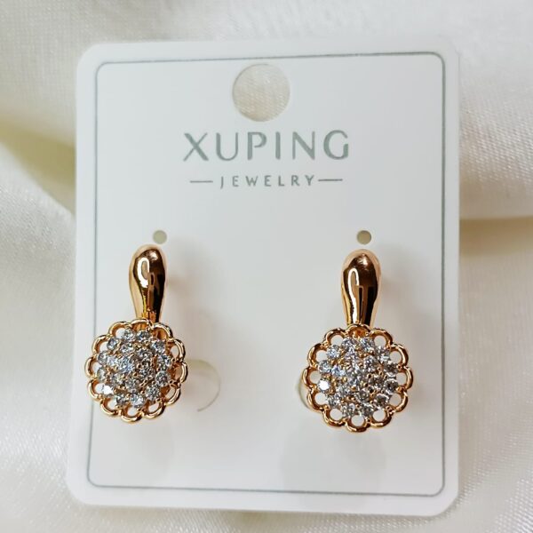 Производитель: Xuping jewelry; Вид изделия: Серьги; Вставки: Циркон; Замок: Английский; Вид металла: Медицинский сплав; Покрытие: Золото 585, 18кар