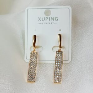 Производитель: Xuping jewelry; Вид изделия: Серьги; Вставки: Циркон; Замок: Английский; Вид металла: Медицинский сплав; Покрытие: Золото 585, 18кар