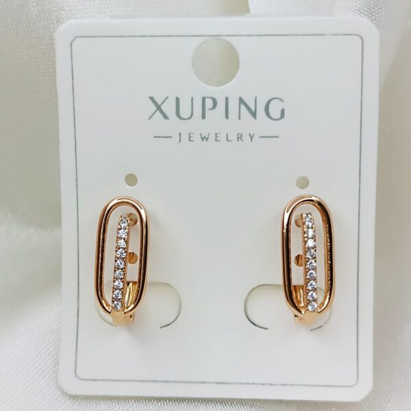 Производитель: Xuping jewelry; Вид изделия: Серьги; Вставки: Циркон; Замок: Английский; Вид металла: Медицинский сплав; Покрытие: Золото 585, 18кар