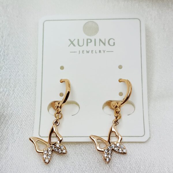 Производитель: Xuping jewelry; Вид изделия: Серьги; Вставки: Циркон; Замок: Конго; Вид металла: Медицинский сплав; Покрытие: Золото 585, 18кар