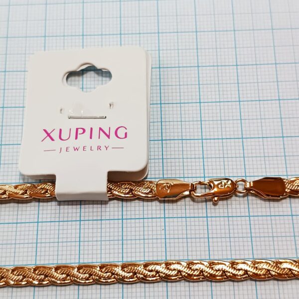 Производитель: Xuping jewelry; Вид изделия: Цепочка; Вставки: Без вставок; Вид металла: Медицинский сплав; Покрытие: Золото 585, 18кар; Размер: 600