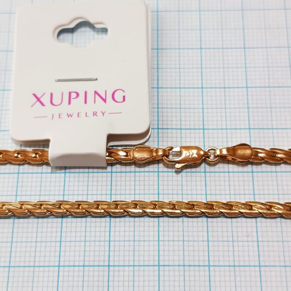 Производитель: Xuping jewelry; Вид изделия: Цепочка; Вставки: Без вставок; Вид металла: Медицинский сплав; Покрытие: Золото 585, 18кар; Размер: 550