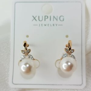 Производитель: Xuping jewelry; Вид изделия: Серьги; Вставки: Циркон, искусственный жемчуг, белый; Замок: Английский; Вид металла: Медицинский сплав; Покрытие: Золото 585, 18кар