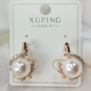 Производитель: Xuping jewelry; Вид изделия: Серьги; Вставки: Циркон, искусственный жемчуг, белый; Замок: Английский; Вид металла: Медицинский сплав; Покрытие: Золото 585, 18кар