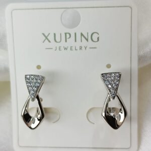 Производитель: Xuping jewelry; Вид изделия: Серьги; Вставки: Циркон; Замок: Английский; Вид металла: Медицинский сплав; Покрытие: Родирование (Родий — это драгоценный металл платиновой группы)