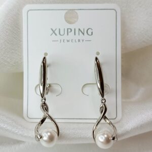 Производитель: Xuping jewelry; Вид изделия: Серьги; Вставки: искусственный жемчуг; Замок: Английский; Вид металла: Медицинский сплав; Покрытие: Родирование