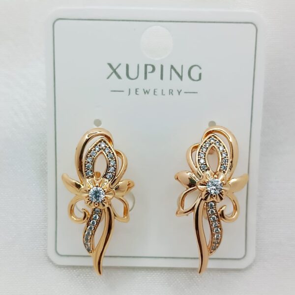 Производитель: Xuping jewelry; Вид изделия: Серьги; Вставки: Циркон; Замок: Английский; Вид металла: Медицинский сплав; Покрытие: Золото 585,18кар