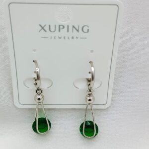 Производитель: Xuping jewelry; Вид изделия: Серьги; Вставки: Циркон зелёный; Замок: Кольцо-Конго; Вид металла: Медицинский сплав; Покрытие: Родирование