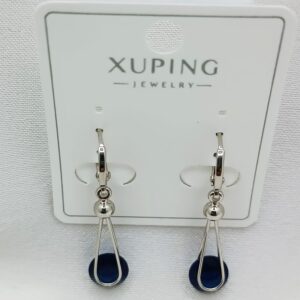 Производитель: Xuping jewelry; Вид изделия: Серьги; Вставки: Циркон синий; Замок: Кольцо-Конго; Вид металла: Медицинский сплав; Покрытие: Родирование