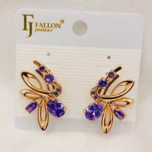 Производитель: FALLON jewelry; Вид изделия: Серьги; Вставки: Циркон; Замок: Английский; Вид металла: Медицинский сплав; Покрытие: Золото 585,18-24карат